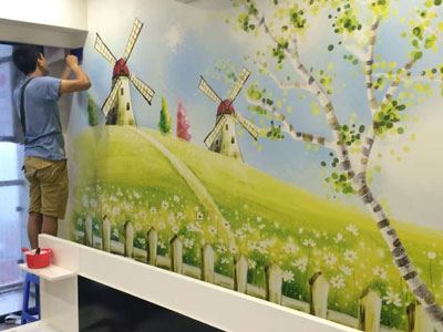  Thi công tranh dán tường hình ảnh hoạt hình