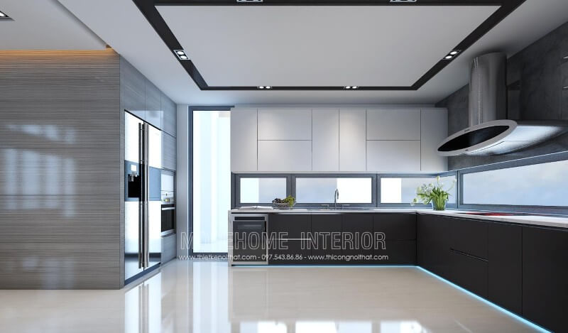 Tủ bếp hiện đại hình chữ L tận dụng được không gian góc, tiết kiệm diện tích phòng bếp mang lại sự thông thoáng, thoải mái Tủ bếp gỗ, tủ bếp gỗ tự nhiên, tủ bếp tân cổ điển